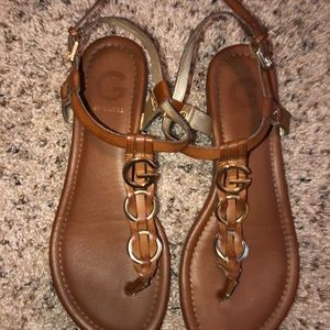 Guess Brown Sandals With Gold detailing